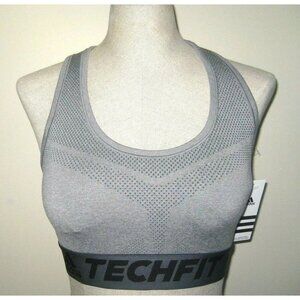 Adidas Women's Techfit Primeknit sports bra Gray Heather Black NWT Small Medium